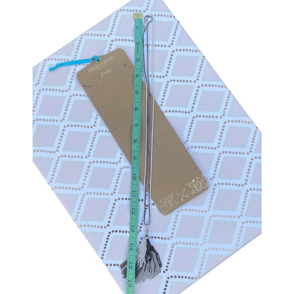 SHIRALEAH New Silver Sadie Necklace NIP Long Fringe Anthropologie - Picture 9 of 9